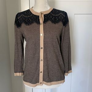 Ann Taylor Striped Lace Cardigan